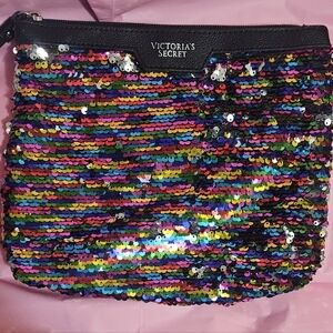 Victoria Secret Sequined Clutch/Make- up Bag 9.5 X 8' EUC